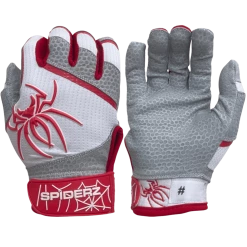 2022 Spiderz PRO Model Batting Gloves: White/Red