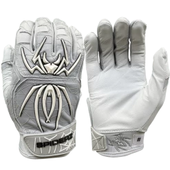 2022 Spiderz ENDITE Batting Gloves: Grey And White