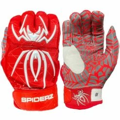 2023 Spiderz HYBRID Batting Gloves: Red/White