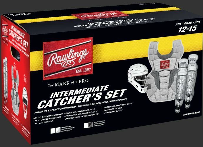 Rawlings Intermediate White/Silver VELO 2.0 Catcher's Gear Box Set: CSV2I-W/SIL 4 Rawlings Intermediate White/Silver VELO 2.0 Catcher's Gear Box Set: CSV2I-W/SIL - Image 2