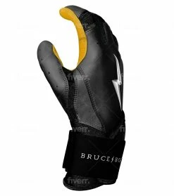 Bruce Bolt PREMIUM PRO Long Cuff Batting Gloves: Black -Fielding Gloves Sales LC BLKG SIDE