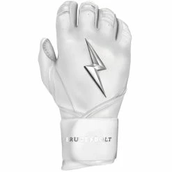 Bruce Bolt PREMIUM PRO Chrome Series Long Cuff Batting Gloves: White -Fielding Gloves Sales LC CHRW RIGHT