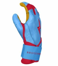 Bruce Bolt PREMIUM PRO BADER Series Long Cuff Batting Gloves: Baby Blue -Fielding Gloves Sales LC HBB SIDE