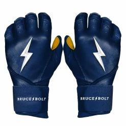 Bruce Bolt PREMIUM PRO Long Cuff Batting Gloves: Navy