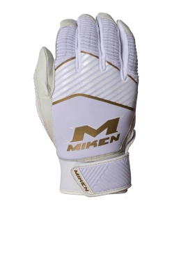 Miken Softball MK7X Adult White And Gold Batting Gloves: MBGGLD-WHT -Fielding Gloves Sales MBGGLDwhite3