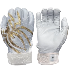 2022 Spiderz PRIZM Batting Gloves: White/Gold