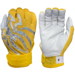 2022 Spiderz PRIZM Batting Gloves: Yellow/Silver