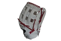 Miken Pro Series 13.5" Slow Pitch Fielding Glove - White/Scarlet: PRO135WS -Fielding Gloves Sales PRO135WS SIDE 1