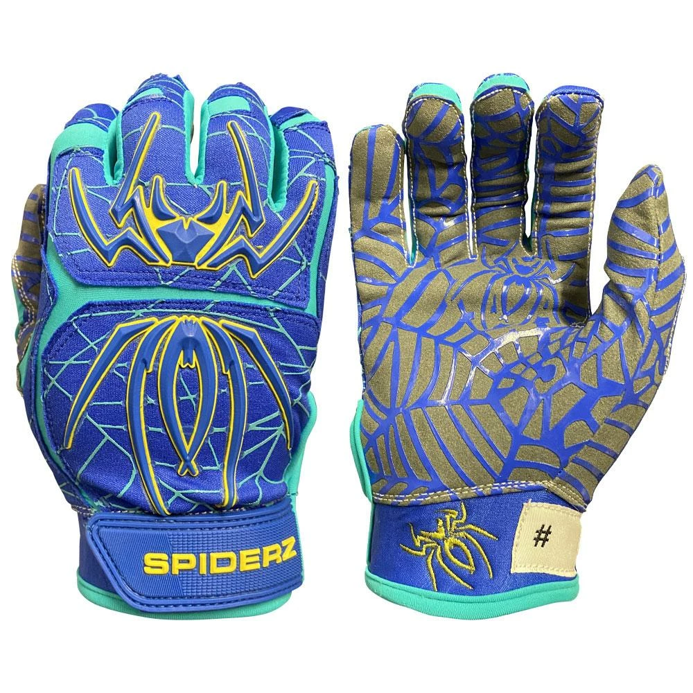 2021 Spiderz HYBRID Small Batch Batting Gloves: Royal/Turquoise/Yellow 3 2021 Spiderz HYBRID Small Batch Batting Gloves: Royal/Turquoise/Yellow