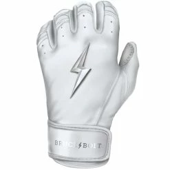 Bruce Bolt PREMIUM PRO Chrome Series Short Cuff Batting Gloves: White -Fielding Gloves Sales SC CHRW LEFT