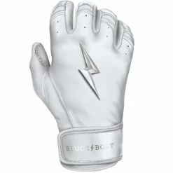 Bruce Bolt PREMIUM PRO Chrome Series Short Cuff Batting Gloves: White -Fielding Gloves Sales SC CHRW RIGHT
