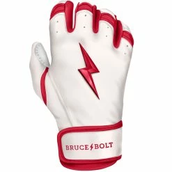 Bruce Bolt PREMIUM PRO BADER Series Short Cuff Batting Gloves: White -Fielding Gloves Sales SC HBW RIGHT