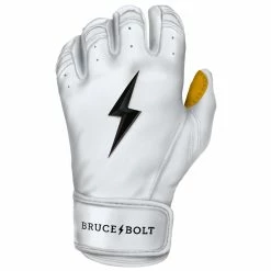Bruce Bolt PREMIUM PRO Short Cuff Batting Gloves: White -Fielding Gloves Sales SC WHTG LEFT