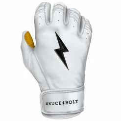 Bruce Bolt PREMIUM PRO Short Cuff Batting Gloves: White -Fielding Gloves Sales SC WHTG RIGHT