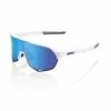 100% S2 Sunglasses Matte White - HiPER Blue Multilayer Mirror Lens -Fielding Gloves Sales SP21 S2 60006 00006 3Q