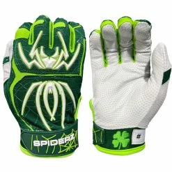 2023 Spiderz Ltd Ed "Lucky" ENDITE Batting Gloves: Dark Green/Kelly Green/White