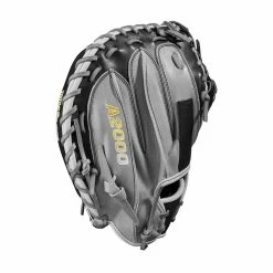 2023 Wilson A2000 M2 33.5" Baseball Catcher's Mitt: WBW100977335 -Fielding Gloves Sales WBW100977 3 A2000 C M2SS 335 Grey Black.png.cq5dam.web .1200.1200