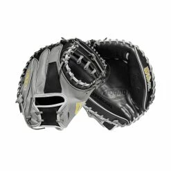 2023 Wilson A2000 M2 33.5" Baseball Catcher's Mitt: WBW100977335 -Fielding Gloves Sales WBW100977 8 A2000 C M2SS 335 Grey Black.png.cq5dam.web .1200.1200