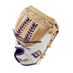 2023 Wilson A2000 Aubree Munro AM1 34" Fastpitch Catcher's Mitt: WBW10101834 12 2023 Wilson A2000 Aubree Munro AM1 34" Fastpitch Catcher's Mitt: WBW10101834 -Fielding Gloves Sales WBW101018 2 A2000 FP C Aubree Munro GM FPCM 34 White Blonde Purple
