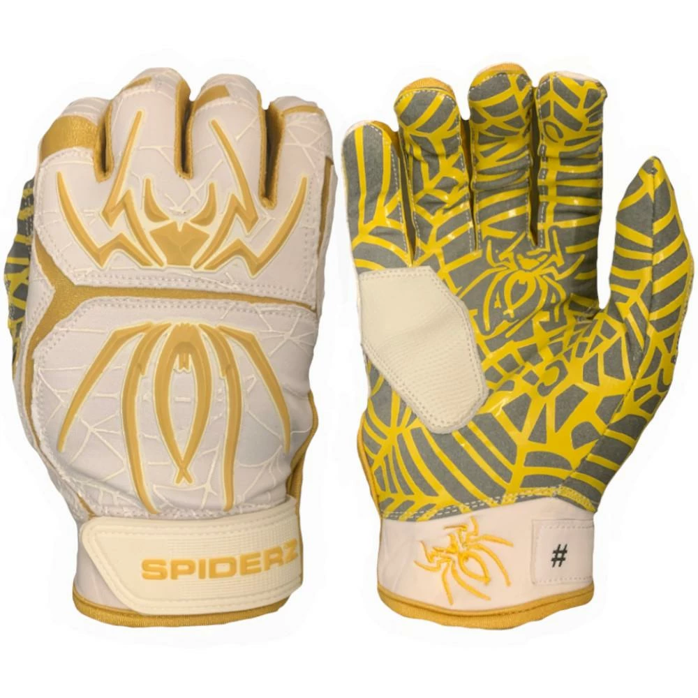 2021 Spiderz HYBRID Small Batch Batting Gloves: White/Gold 3 2021 Spiderz HYBRID Small Batch Batting Gloves: White/Gold