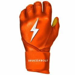 Bruce Bolt PREMIUM PRO Long Cuff Batting Gloves: Orange -Fielding Gloves Sales premium pro long cuff batting gloves orange brucebolt 129041