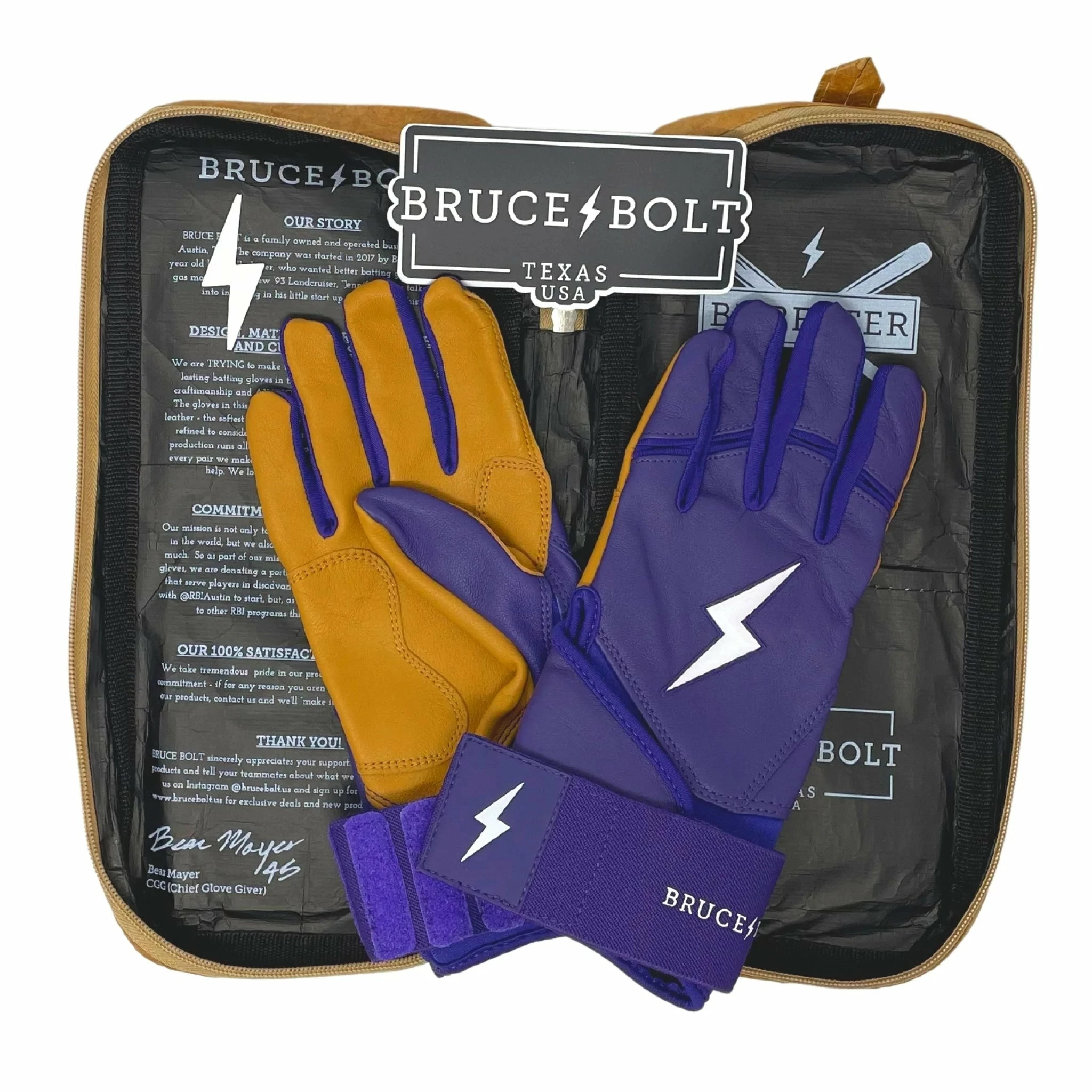 Bruce Bolt PREMIUM PRO Long Cuff Batting Gloves: Purple 7 Bruce Bolt PREMIUM PRO Long Cuff Batting Gloves: Purple - Image 5