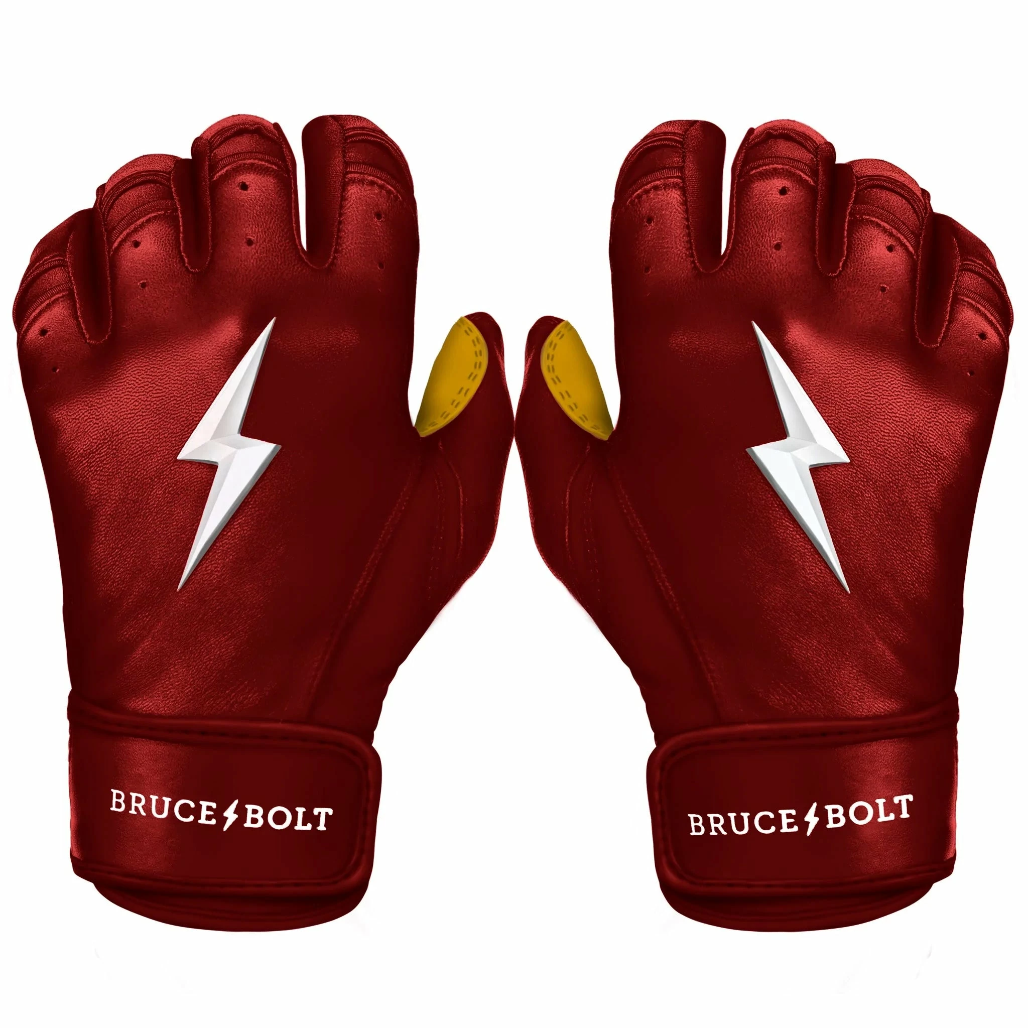 Bruce Bolt PREMIUM PRO Short Cuff Batting Gloves: Maroon 3 Bruce Bolt PREMIUM PRO Short Cuff Batting Gloves: Maroon