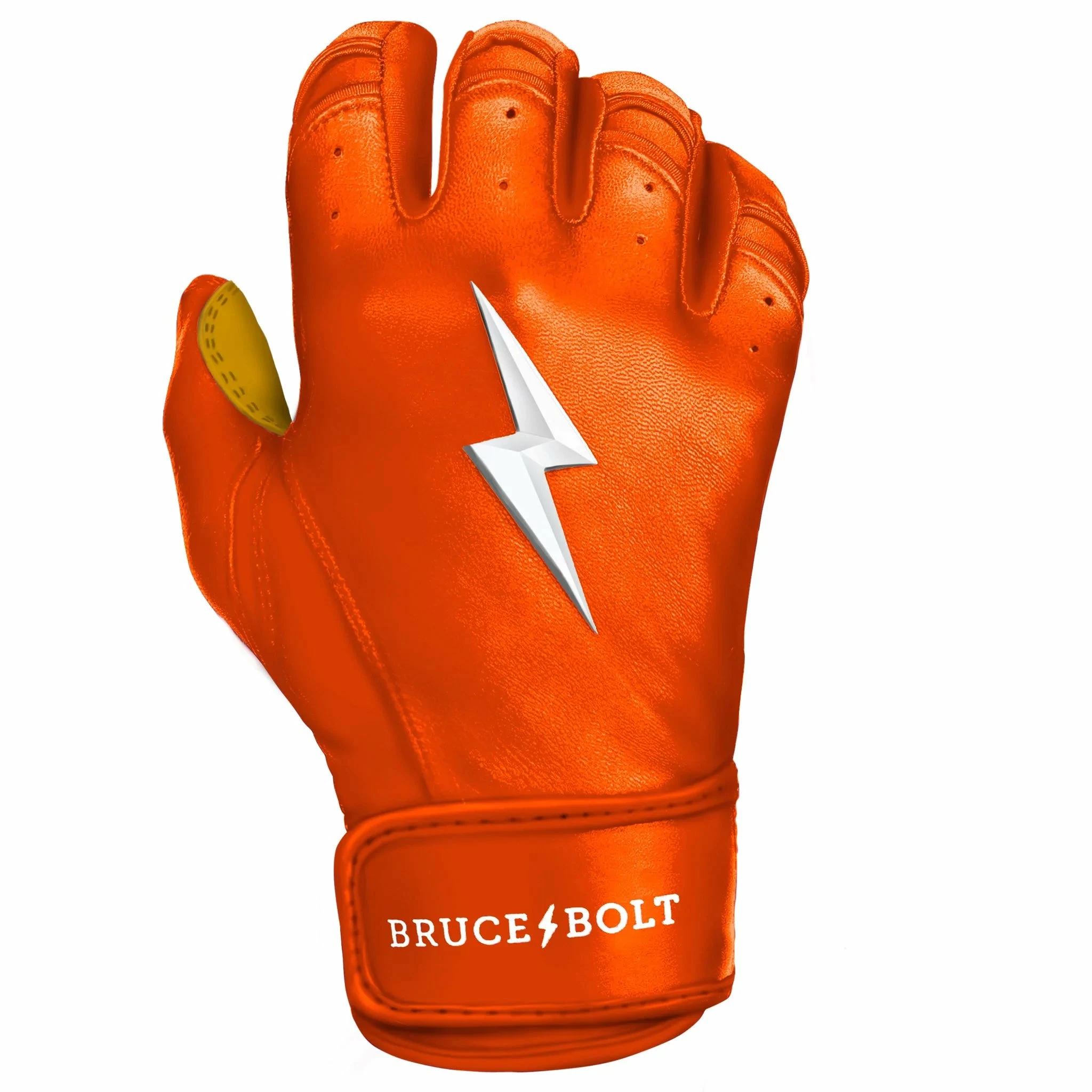 Bruce Bolt PREMIUM PRO Short Cuff Batting Gloves: Orange 4 Bruce Bolt PREMIUM PRO Short Cuff Batting Gloves: Orange - Image 2